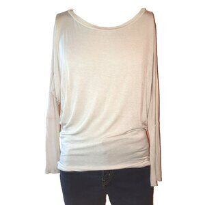 LeShop Oatmeal Long Sleeve 100% Cotton Size S Small Fitted At Hips Shirt Top